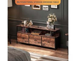 Industrieel TV-meubel met LED Verlichting - 137 cm Breed - voor Grote TV's - Houtlook