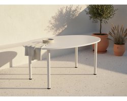 Industrieel Vergadertafel – Grote Ovalen Conferentie Tafel 170×110 cm – Stevig Kantoor Bureau met Metalen Frame – Duurzaam Melamine Hout – Modern Design – HomeByNicole