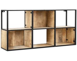 Industrieel Wandrek - Wandrek van Mangohout - Wandrek Metaal - Wandrekje - Wandrekken - Wandplank - 90 cm breed