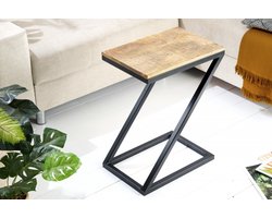industrieele bijzettafel BUTLER 30cm naturel mangohout metaal zwarte salontafel Z-Design - 42574