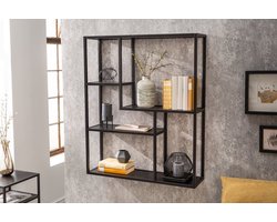 industrieele wandplank SLIM LINE 91cm zwarte essen vijf planken - 42029