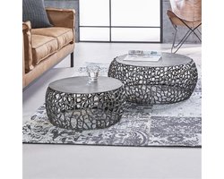 industrieelwonen.nl Salontafel set/2 maze zandgegoten / Zwart nikkel