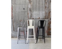 Industriële barkruk met rugleuning, zilver