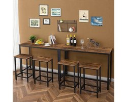 Industriële Barkrukken Set van 2 – 65 cm Zithoogte – Rustiek Bruin met Zwart Staal – Keukeneiland & Bartafel Casa Serena