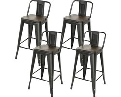 Industriële Barkrukken Set van 4 - Stabelbare Barkrukken voor Binnen en Buiten | Hoogte 63,5 cm