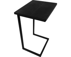 Industriële Bijzettafel Mangohout en Metaal - 38×30×65 cm - Zwart