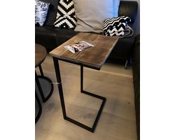 Industriële Bijzettafel van Mangohout - Bijzettafel - Mangohout - Industrieel - Tafeltje - Landelijk - 65 cm