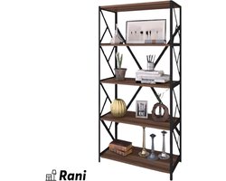 Industriële Boekenkast 150x60x30 cm - 5 planken - Hout - Meubels - Design Kasten - Bruin - Metaal - Keuken