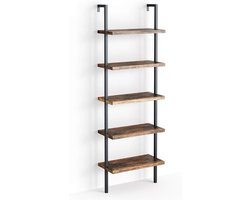 Industriële Boekenkast met 5 Planken in Rustiek Eiken en Zwart Metaalframe 183 cm Hoog