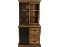 Industriële Buffetkast Van Mangohout - Buffetkast - Mangohout - Vitrinekast - Industriële Vitrinekast - Kast - Kast Van Mangohout - Industriële kast - Industriële buffetkast - Industrieel - Landelijk - Interieur - 195 cm hoog