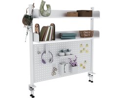 Industriële Bureau Organizer met Klem 2-Laags – 100 cm – Stalen Opbergrek met Magnetisch Paneel – Zwaar Belastbaar – Zonder Boren – Voor Kantoor & Thuiswerkplek