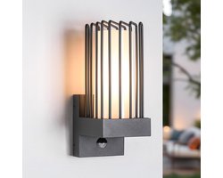 Industriële donker grijze wandlamp met sensor - Tijn