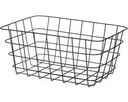Industriele draadmand - zwart - metaal - 22 x 30 x 14 cm - opbergmand - woonaccessoires