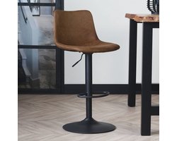 Industriële draaibare barkruk Boran cognac leer