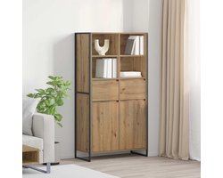 Industriële Dressoirs - Opbergkasten Set - Woonkamer Inrichting - Verstelbare Planken - 81x36x150.5 cm - Eikenhout Staal