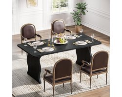 Industriële Eettafel 160 x 80 cm – Rechthoekige Houten Keukentafel voor 4–6 Personen, Zwarte Design Eettafel met Stabiel Frame, Moderne Eetkamertafel voor Woonkamer of Kantoor – Novihome