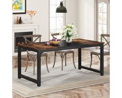 Industriële Eettafel 160 x 80 cm voor 4-6 Personen - Rechthoekige Keukentafel met Robuuste Metalen Poten