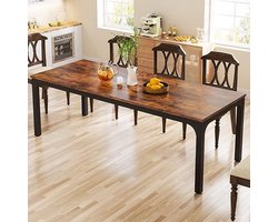 Industriële Eettafel 200x70 cm – Rechthoekige Keukentafel voor 6 tot 8 Personen – Stevige Metalen Poten – Rustiek Bruin – Modern Industrieel Design voor Woonkamer en Eetkamer Depauwwonen