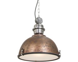 Industriële hanglamp Bikkel | 1 lichts | bruin / roest | glas / metaal | Ø 42 cm | in hoogte verstelbaar tot 150 cm | eetkamer / woonkamer / slaapkamer lamp | industrieel / modern / robuust design
