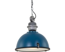 Industriële hanglamp Bikkel | 1 lichts | petrol / blauw / groen | glas / metaal | Ø 42 cm | in hoogte verstelbaar tot 150 cm | eetkamer / woonkamer / slaapkamer lamp | industrieel / modern / robuust design