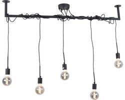 Industriële hanglamp Kester, zwart, langwerpig
