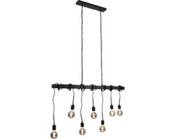 Industriële hanglamp Kezban, zwart, langwerpig