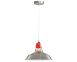 Industriële hanglamp met E27-houder in satijn nikkel