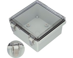 Industriële Kabelbox - Waterdichte en Stofdichte Kabeldoos - Lasdoos - Inbouwdoos Behuizing met Transparante Deksel - Schakelkast 157 x 170 x 93 mm - Grijs