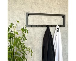 Industriële kapstok "Tipton" - 90 x 25 x 3 cm - 8 haken - Mat Zwart - Handgemaakt