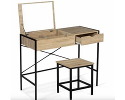 Industriële kaptafel met inklapbare spiegel - Hoogwaardige Kwaliteit - Duurzaam Materiaal - Stijlvol Ontwerp - Geschikt voor Dagelijks Gebruik - Praktisch en Functioneel - Moderne Uitstraling - Interieur Accessoire