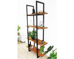 Industriële kast hout en staal "Boston" - 80 x 36 x 190 cm - Handgemaakt