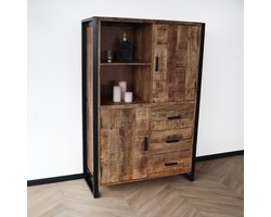 Industriële kast mangohout Dex 150x100cm wandkast duurzaam mango