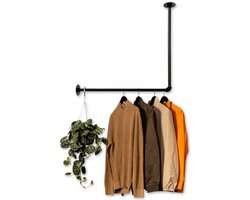 Industriële Kledingstang voor Hoek en Plafond - 100 cm Breed, 70 cm Hoog - Geschikt voor Slaapkamer, Kledingkamer en Inloopkast