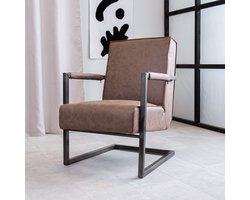 Industriële leren fauteuil taupe Tiger