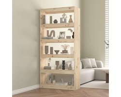 Industriële Massief Grenen Boekenkast & Roomdivider 80 x 30 x 167,4 cm – 5 Vakken Open Opbergkast