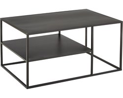 Industriële Metalen salontafel Neptun in zwart 90x45cm