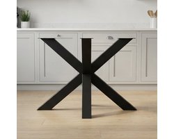 Industriële Metalen Tafelpoten X-Frame 150 x 78 x 71 cm voor Eettafel, Boomstamtafel & DIY Tafel – Extra Sterk Tot 300 kg – Zwart | Novihomestore