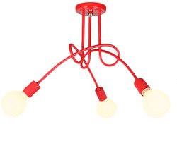 Industriële Plafondlamp 3 Lampen E27 Plafonnière voor Slaapkamer Woonkamer Eetkamer Rood