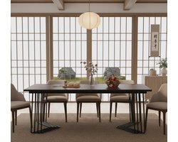 Industriële Rechthoekige Eettafel 200x100 cm | Grote Keukentafel voor 8-10 Personen | Massief Houten Blad & Metaal Frame | Industrieel Design | Woonkamer en Keuken Depauwwone