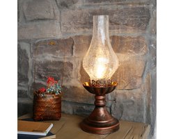Industriële Retro Tafellamp – Landelijke Stijl, Glazen Kap, Lamp Inbegrepen – Ideaal voor Slaapkamer & Nachtkastje
