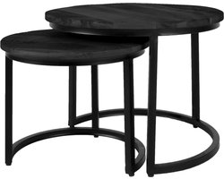 Industriële Salontafel Set van 2 Jelle - Zwart Mangohout