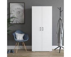 Industriële Schoenenkast – Hoge Schoenenkast met 5 Planken 178 cm – Opbergkast voor Hal & Slaapkamer – Moderne Schoenen Organizer met Draaideuren – Wit Minimalistisch Design – Industrialhome