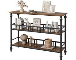 Industriële Sidetable - Wandtafel met 3 Lagen - Smalle Consoletafel met Romeinse Stijl Poten - Haltafel voor Woonkamer & Gang - 109 x 30 x 80 cm