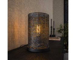 Industriële tafellamp Jay zwart bruin