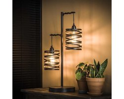 Industriële tafellamp Spin zwart 2-lichts