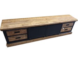 Industriële Televisie Kast van Mangohout - TV Meubel - TV Kast - Sideboard - Mangohout - Industriële TV Kast - Kast - Industriële Kast - Dressoir van Mangohout - Industrieel - Industrieel Dressoir - Televisie Kast - Robuuste Kast - 200 cm breed
