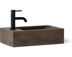 Industriële toilet fontein beton - vintage bruin - cement - rechthoek - klein - premium kwaliteit - 40 x 23 x 11 cm