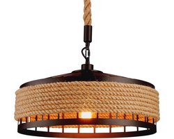 Industriële Vintage Hanglamp met Hennep Touw - Plafondlamp voor Keuken, Eetkamer en Restaurant