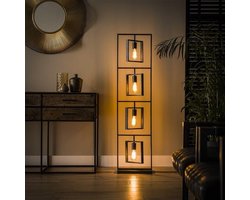 Industriële vloerlamp Kody zwart 4-lichts