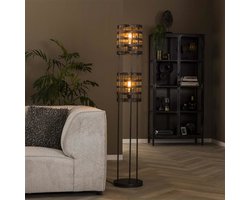 Industriële vloerlamp Mori 2-lichts zwart